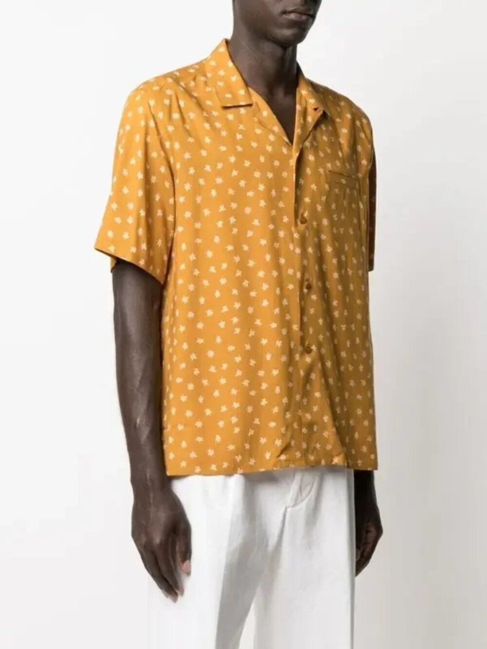 Saint Laurent Paris Ochre Floral Viscose Camp shirt